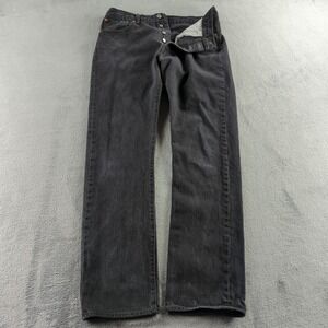 Levis 501 Jeans 34x34 (Fits 32x33) Black Faded Straight Button Fly Denim Pants